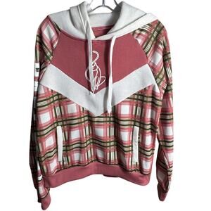 Y2K Baby Phat Plaid Open Back Hoodie Women’s 1X XL Pink Green